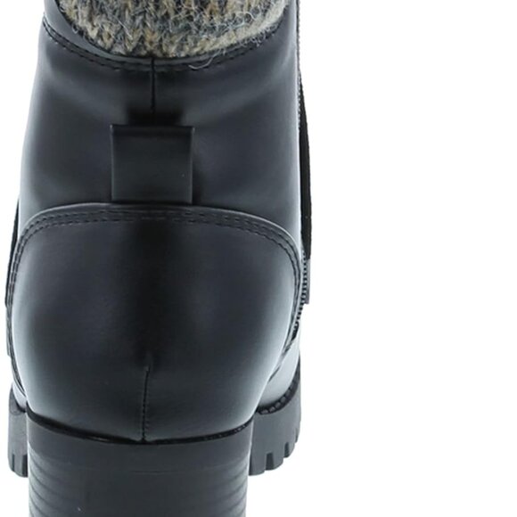 Chunky Heel Combat Ankle Boot Women Rubber Lug Sole Lace Zipper Black - Picture 4 of 8